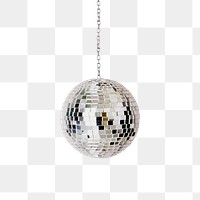 Shiny silver disco ball transparent png