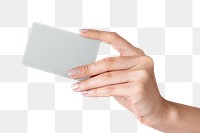 Hand holding a blank card transparent png