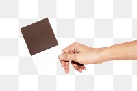 Hand holding a paper transparent png