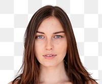 Bare chested brown haired woman mockup