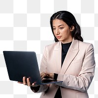 Businesswoman using a laptop transparent png