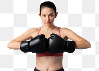 Sportive woman ready to fight transparent png