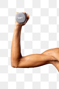 Hand lifting adumbbell transparent png
