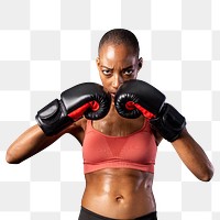 Fit black woman ready for a boxing match transparent png
