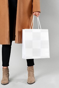 Woman carrying a shopping bag mockup transparent png