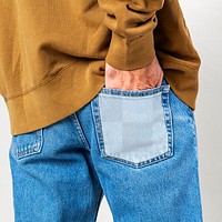 Man put his hand into back pocket of jeans transparent png