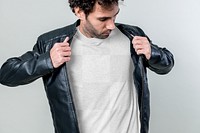 Man wearing black leather jacket transparent png 