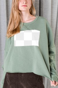 Smart woman wearing green sweater transparent png