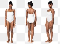 Woman in swimsuit png mockup one-piece summer apparel set