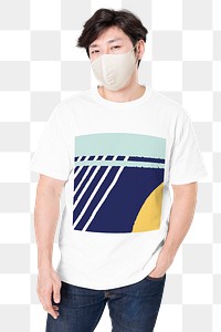 Png mockup man in abstract printed t-shirt transparent background