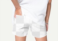 Png woman in transparent shorts mockup 