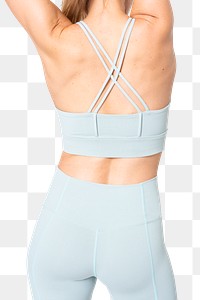 Png racerback sports bra blue mockup women’s sportswear apparel back view