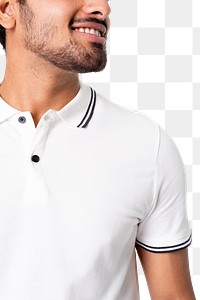 Png man mockup white polo shirt apparel studio photoshoot
