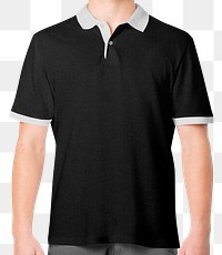 Png polo shirt mockup in black men&rsquo;s casual business wear