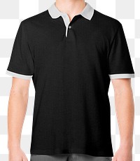 Png polo shirt mockup in black men’s casual business wear