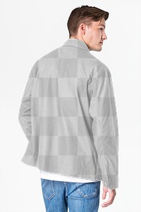 Jacket png mockup transparent men’s casual fashion rear view