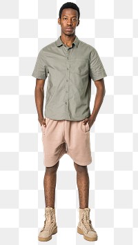 Shirt png mockup in gray men&rsquo;s casual wear full body