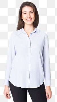 Png women&rsquo;s long sleeve shirt mockup with black pant