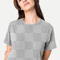 Png women’s t-shirt transparent mockup fashion studio shoot