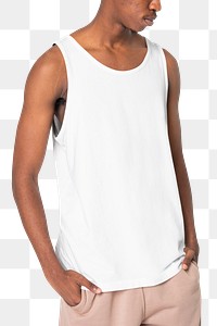 Png tank top white mockup men&rsquo;s summer apparel shoot