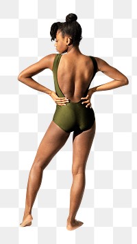 Woman png mockup in green one-piece women&rsquo;s summer apparel full body