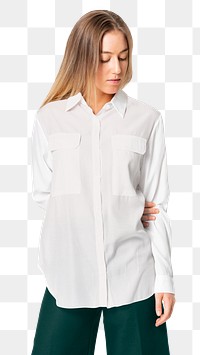 Blouse png mockup in white women’s casual fashion