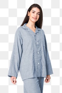 Png woman mockup gray pajamas nightwear apparel shoot