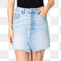 Denim skirt png mockup transparent women’s streetwear apparel