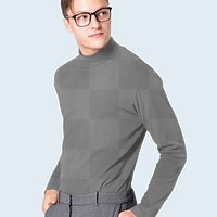Turtleneck png shirt mockup transparent men&rsquo;s casual business wear