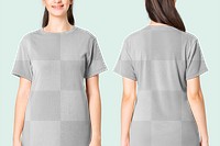 Woman png mockup in transparent t-shirt dress casual wear apparel