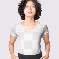 T-shirt png mockup transparent round neck women’s casual fashion