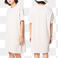 Png t-shirt dress mockup with bucket hat white women&rsquo;s casual wear
