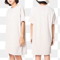 Png t-shirt dress mockup with bucket hat white women’s casual wear