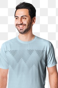 Png mockup man in abstract printed t-shirt transparent background