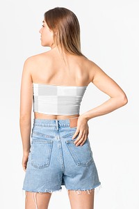 Bandeau top png mockup strapless transparent women’s summer fashion