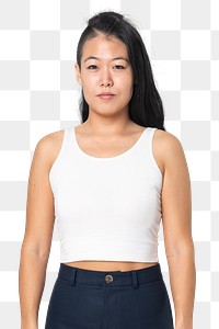 Woman png mockup in white tank top summer apparel
