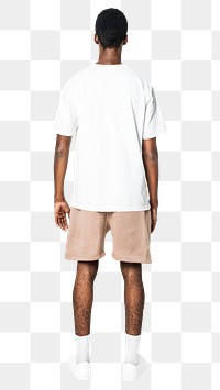 Man png mockup in white t-shirt basic wear full body