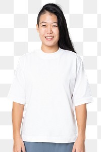 T-shirt png mockup white round neck women’s casual fashion