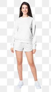 Woman png mockup in white sweater winter apparel full body