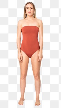 Woman in swimsuit png mockup one-piece summer apparel full body