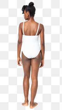 Woman in swimsuit png mockup one-piece summer apparel rear view