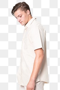 Shirt png mockup in beige men’s casual wear