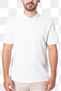 Png man mockup white polo shirt apparel studio photoshoot