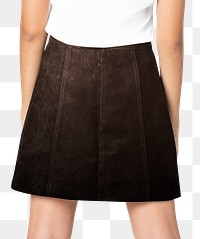 Denim skirt png mockup in black women&rsquo;s street fashion