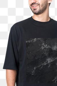 Png man mockup in black t-shirt transparent background