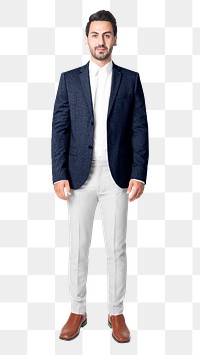 Man png mockup in navy suit formal wear fashion full body