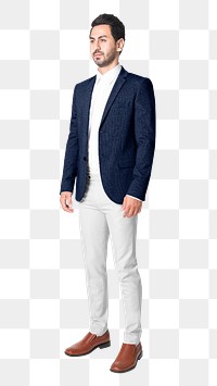 Man png mockup in navy suit formal wear fashion full body