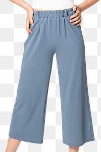 Png a-line pants mockup blue women’s casual wear fashion