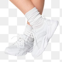 Png training sneakers white mockup unisex sportswear shoot