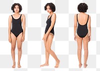 Woman in swimsuit png mockup one-piece summer apparel set